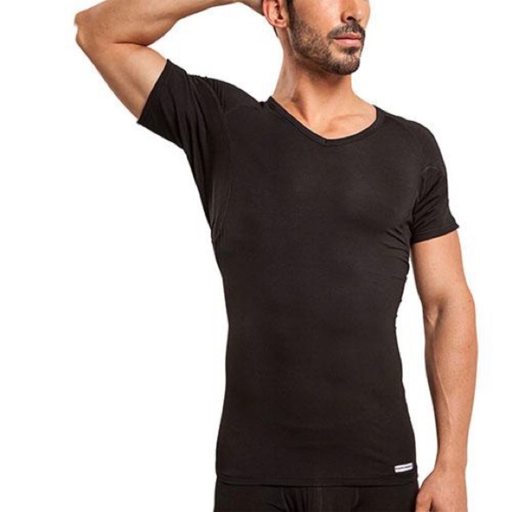 Ejis Micro Modal V Neck Sweat Proof Black Undershirt M Lot of 2